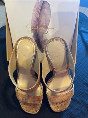 Jessica Simpson Cork Slide Mules in Natural Tan